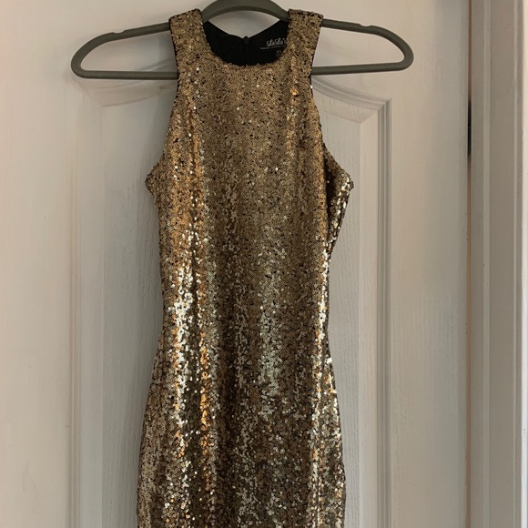 Lulus Gold Sequin Dress - Picture 1 of 3